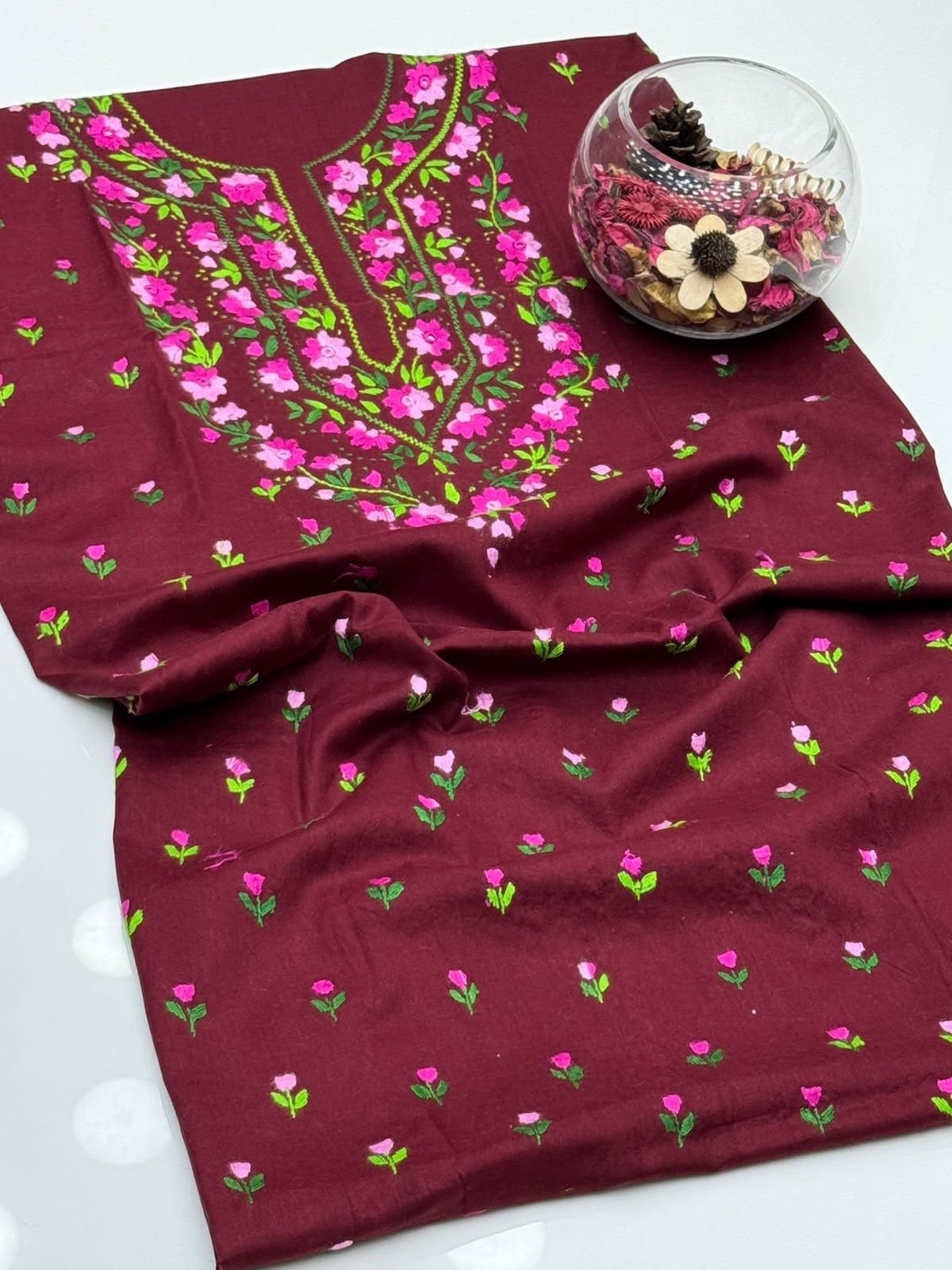 Unstitched Handmade Multani Embroidery Shirt