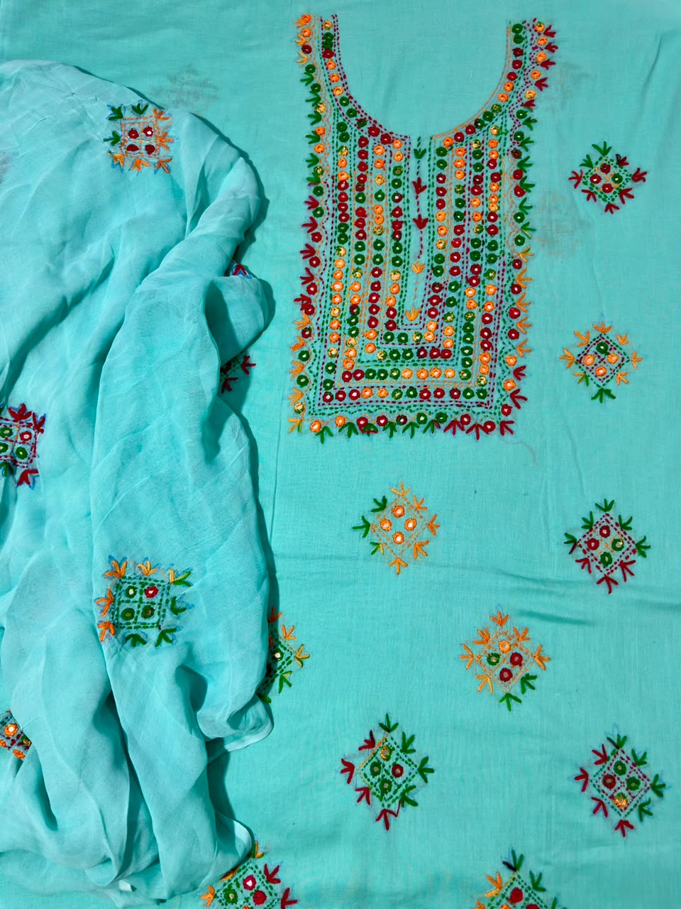 Unstitched Handmade Embroidery Dress