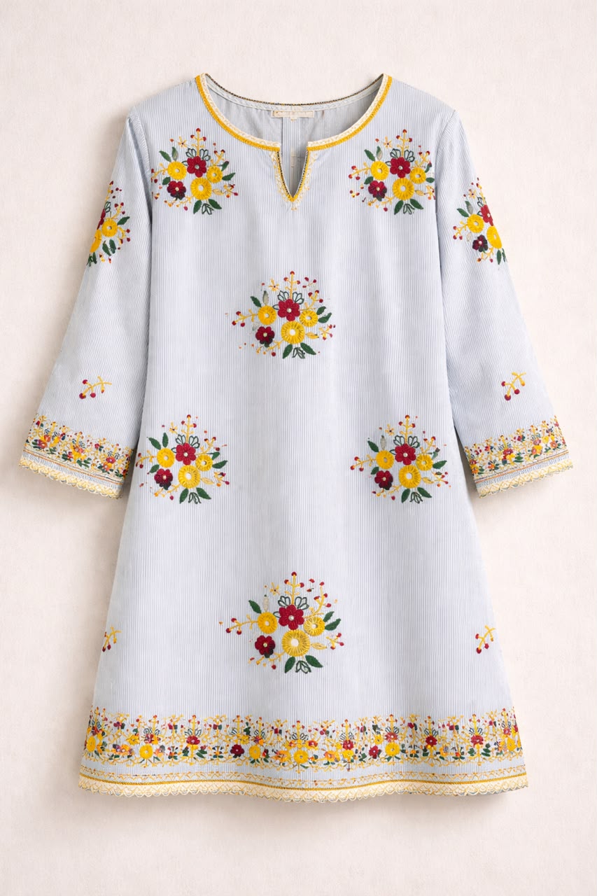Unstitched Handmade Multani Embroidery Shirt
