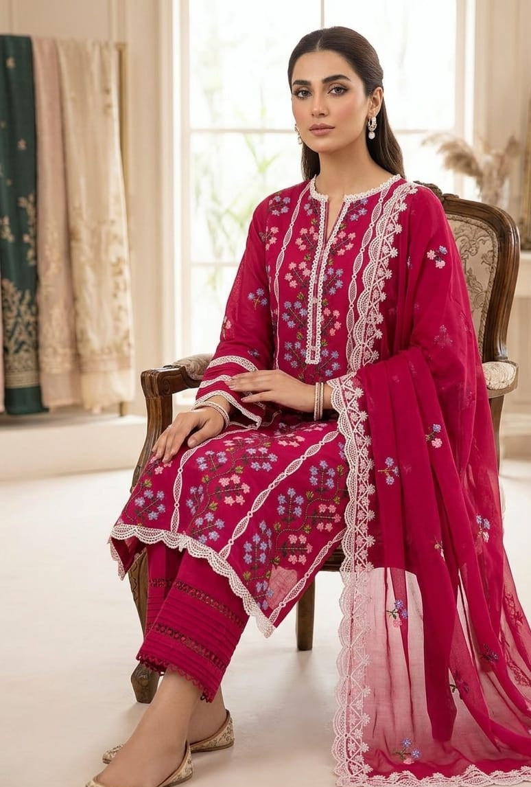 UnStitched Handmade Multani Embroidery Dress