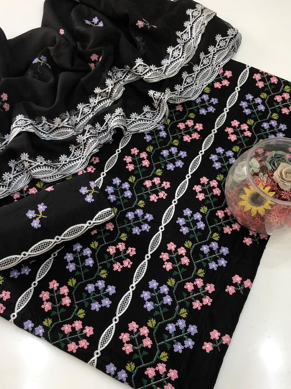 UnStitched Handmade Multani Embroidery Dress