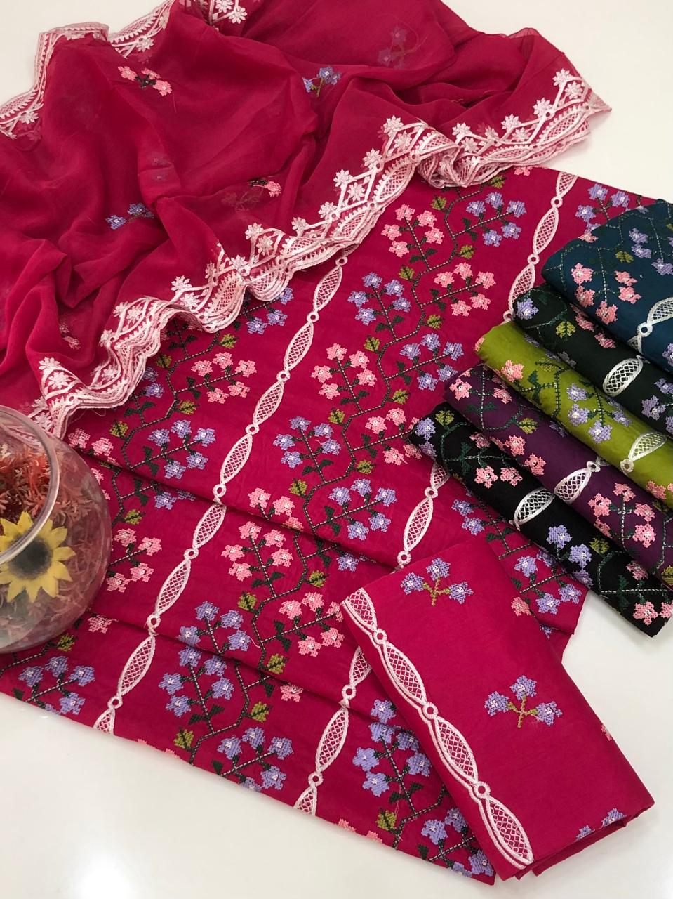 UnStitched Handmade Multani Embroidery Dress