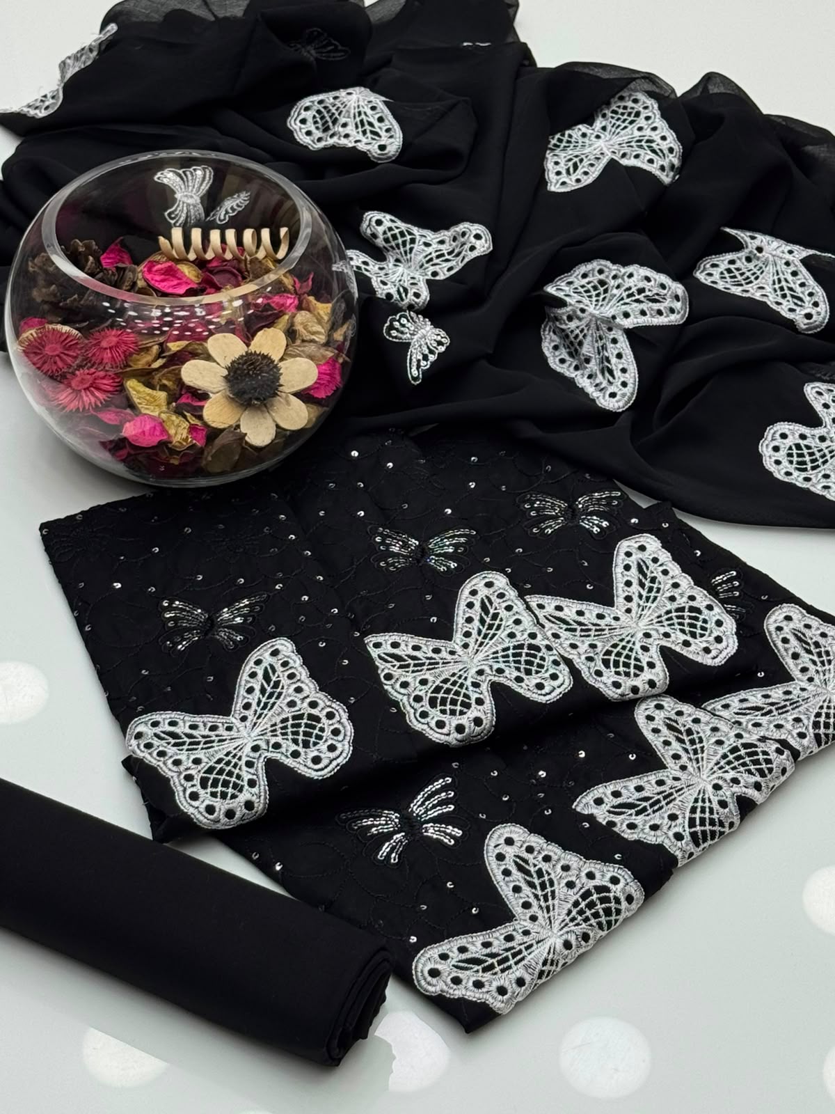 UnStitched Handmade Multani Embroidery Dress 3Pc