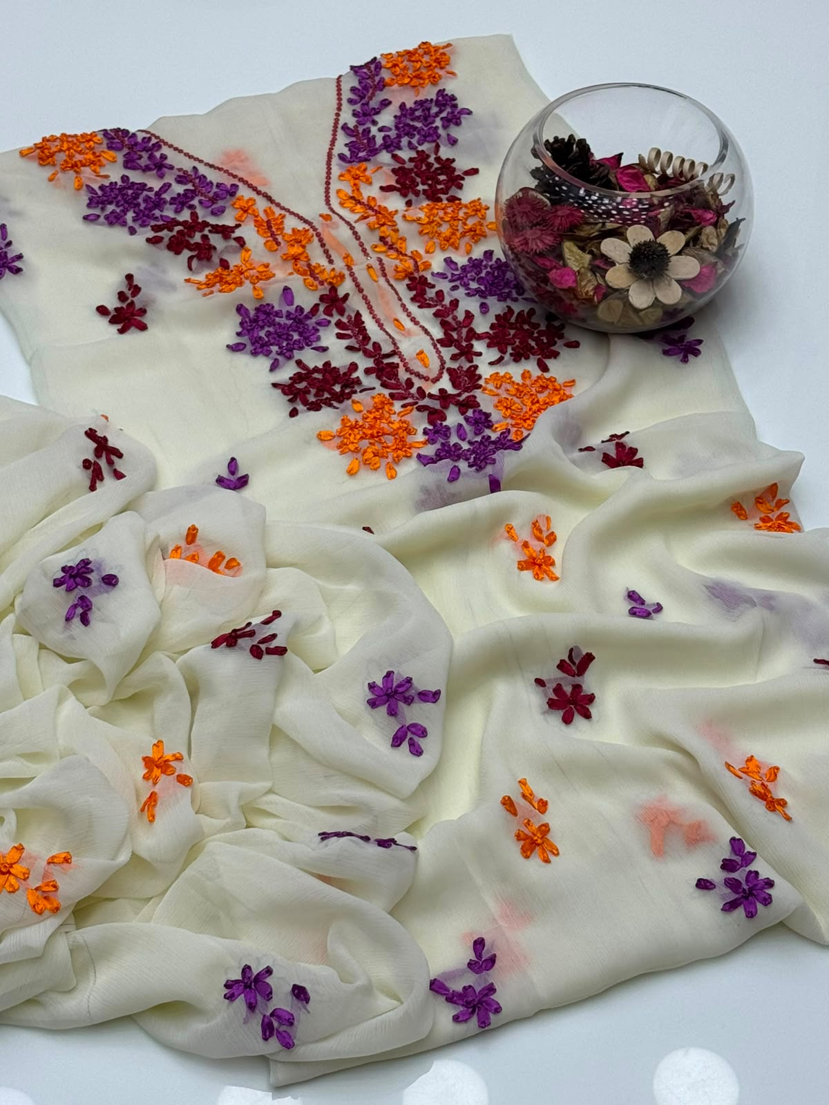 UnStitched Handmade Multani Embroidery Dress 2Pc