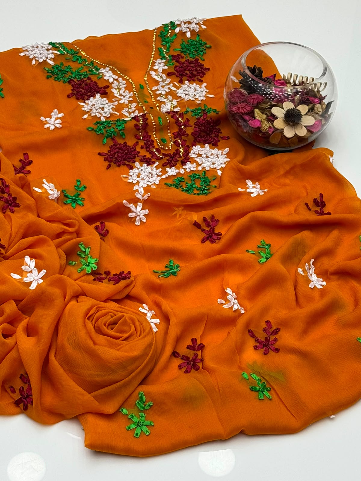 UnStitched Handmade Multani Embroidery Dress 2Pc