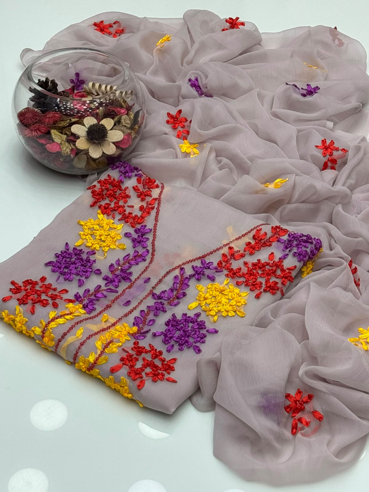 UnStitched Handmade Multani Embroidery Dress 2Pc