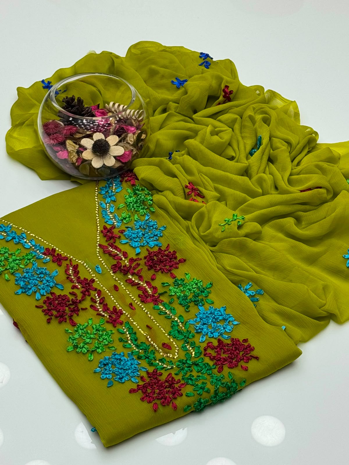 UnStitched Handmade Multani Embroidery Dress 2Pc