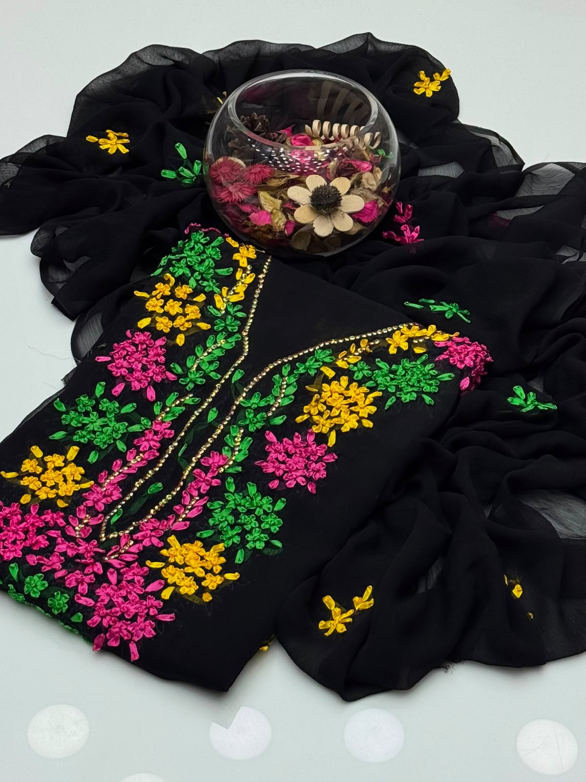 UnStitched Handmade Multani Embroidery Dress 2Pc