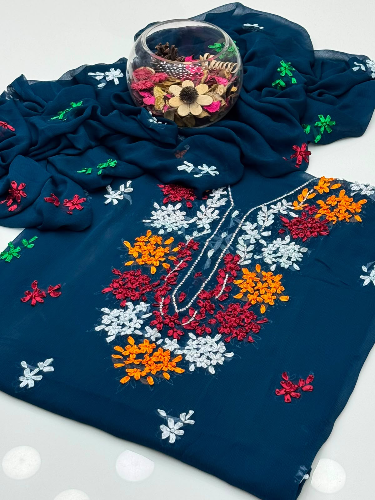 UnStitched Handmade Multani Embroidery Dress 2Pc