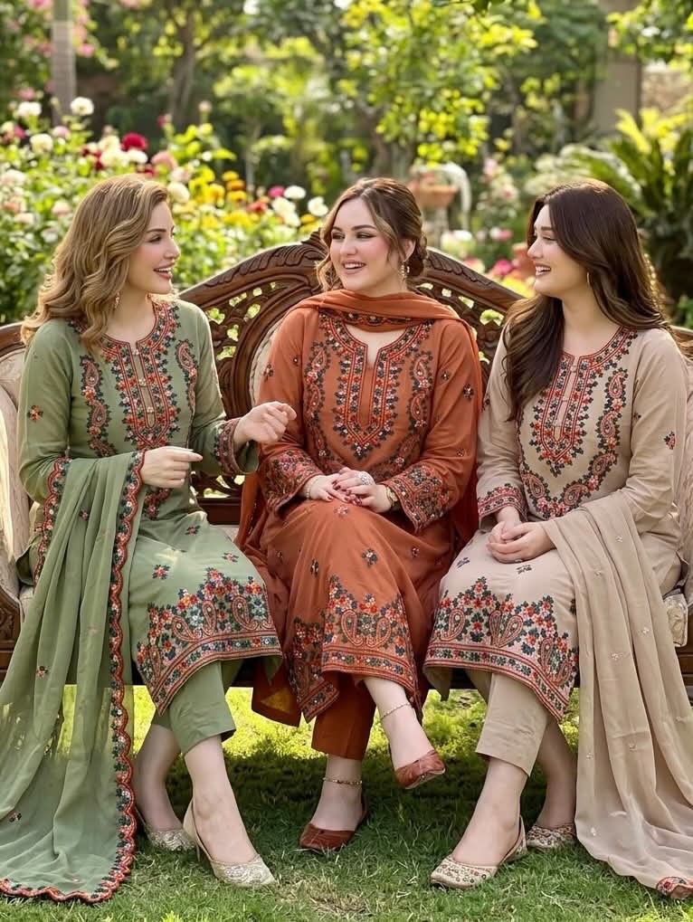 UnStitched Handmade Multani Embroidery Dress