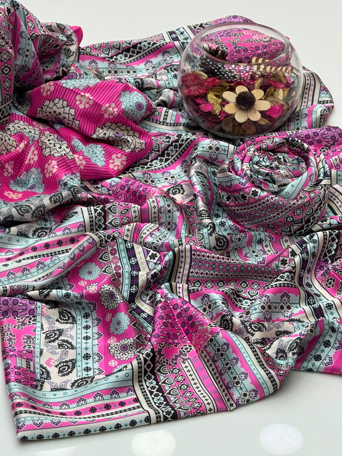 UnStitched Handmade Multani Embroidery Dress 3Pc
