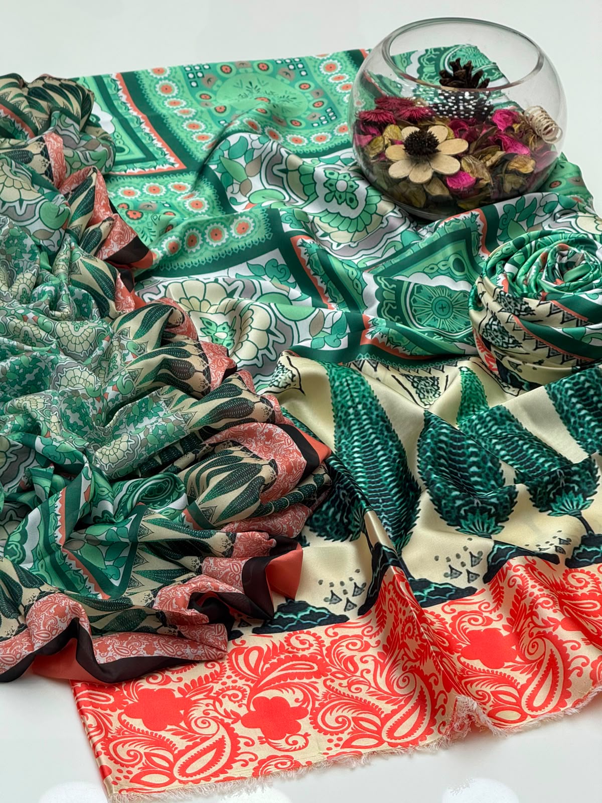 UnStitched Handmade Multani Embroidery Dress 3Pc