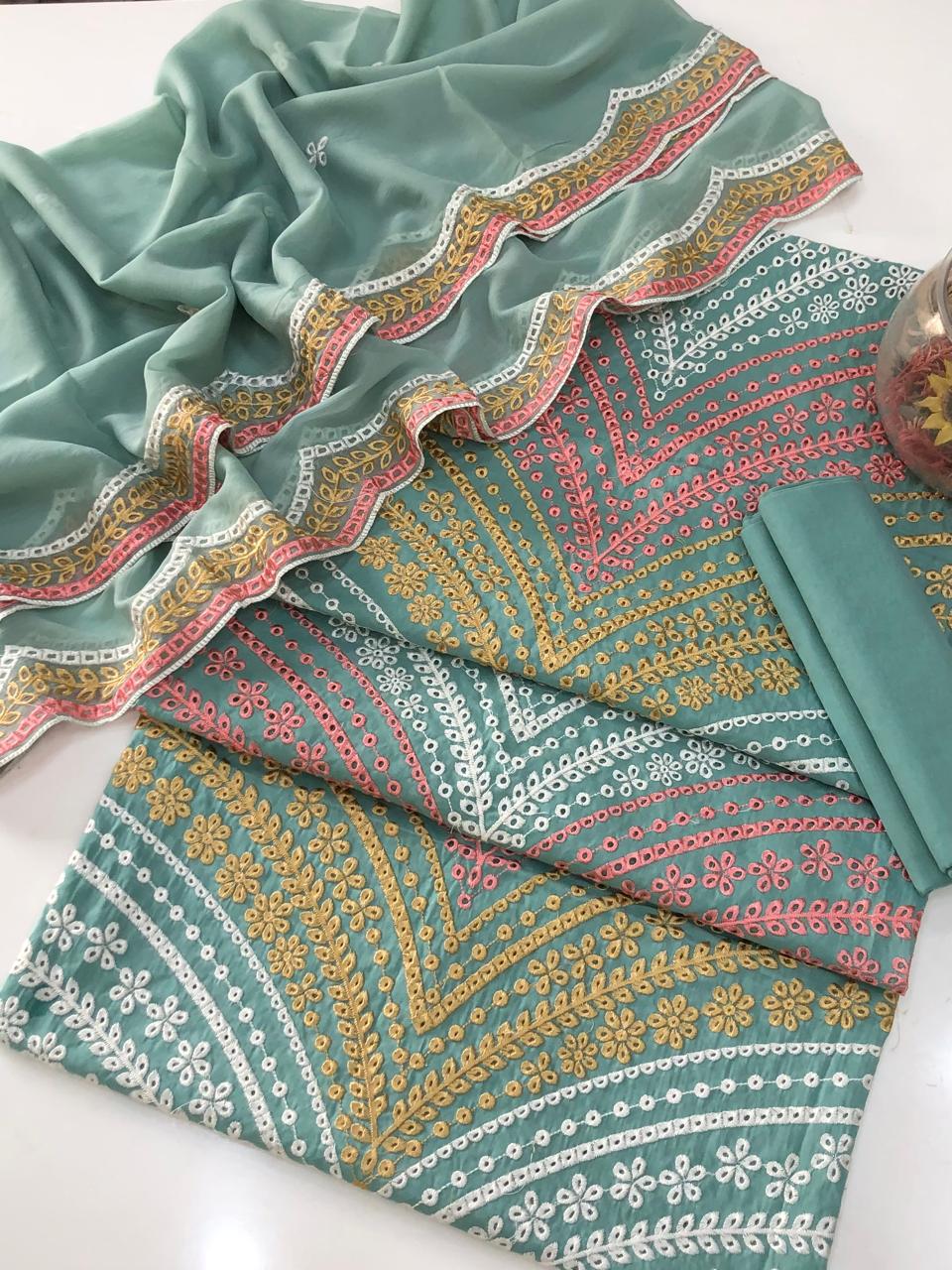 UnStitched Handmade Multani Embroidery Dress