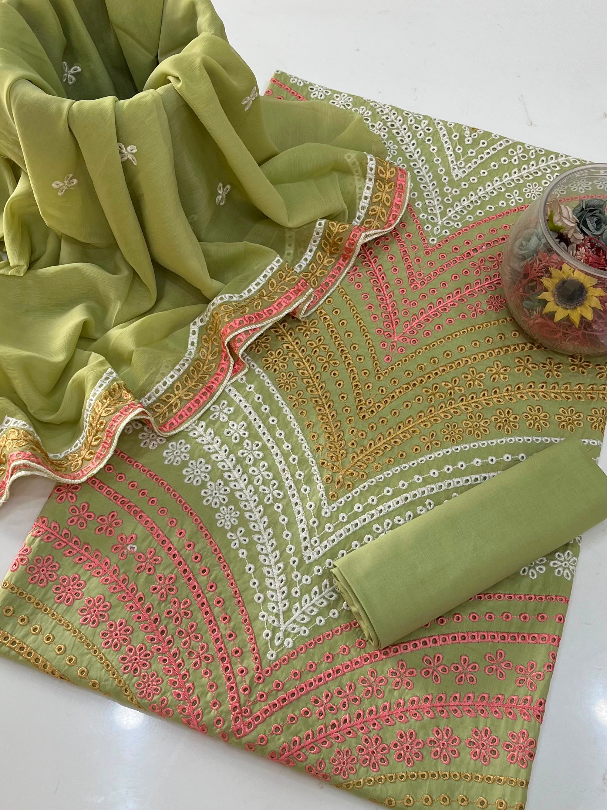 UnStitched Handmade Multani Embroidery Dress