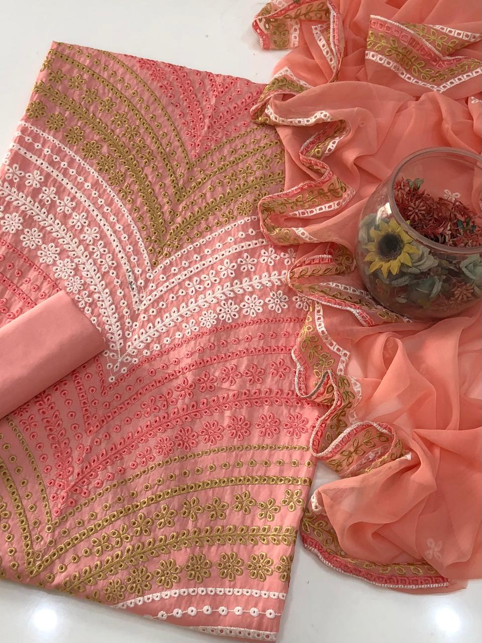 UnStitched Handmade Multani Embroidery Dress