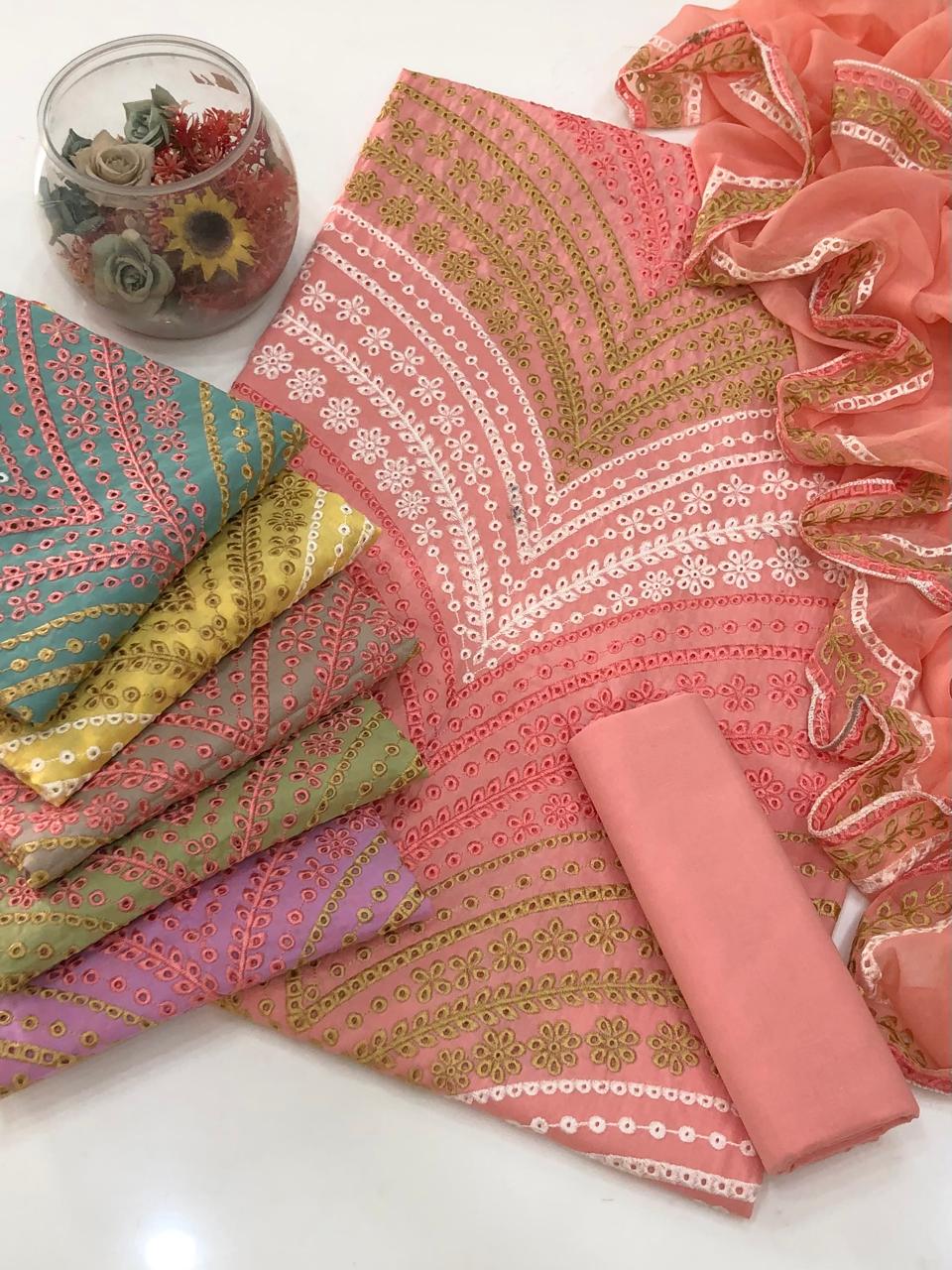UnStitched Handmade Multani Embroidery Dress