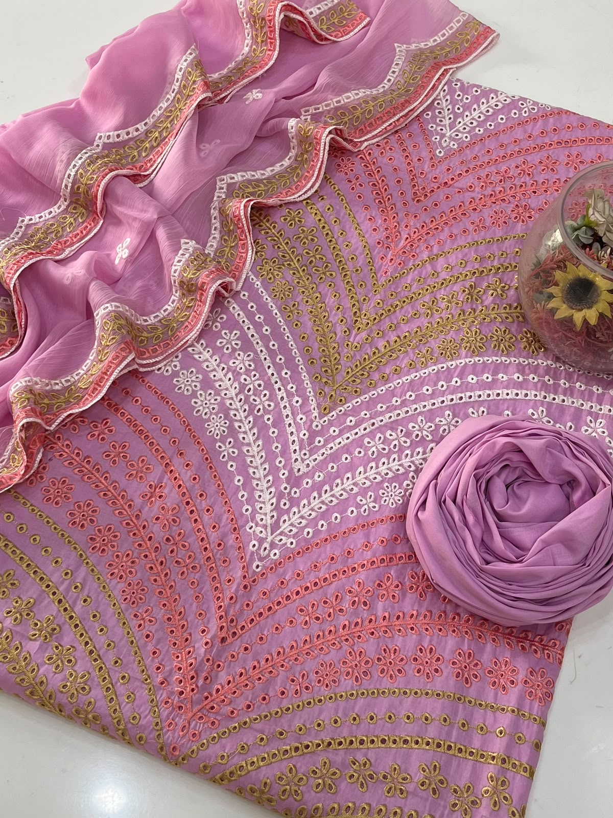 UnStitched Handmade Multani Embroidery Dress