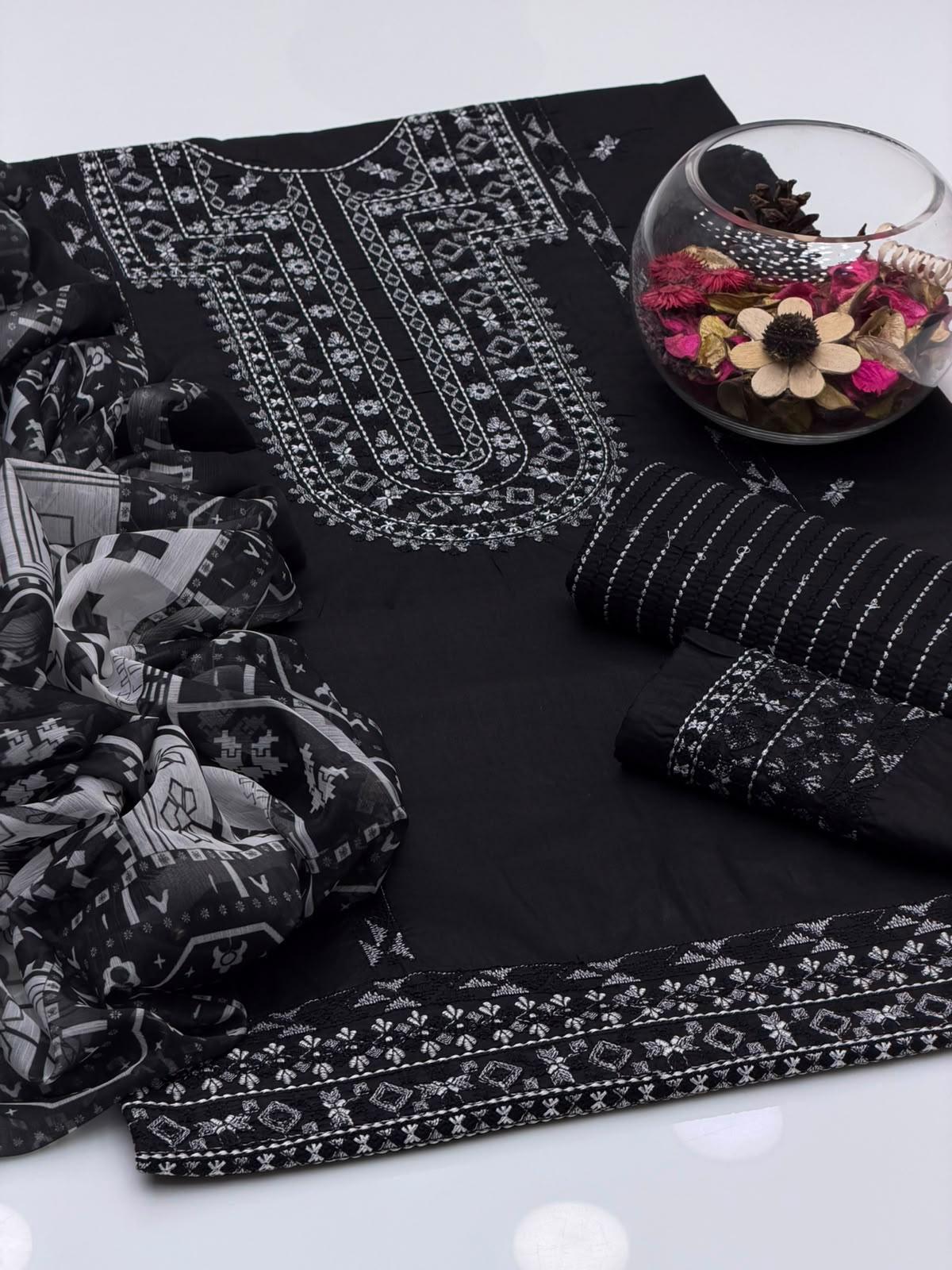 UnStitched Handmade Multani Embroidery Dress