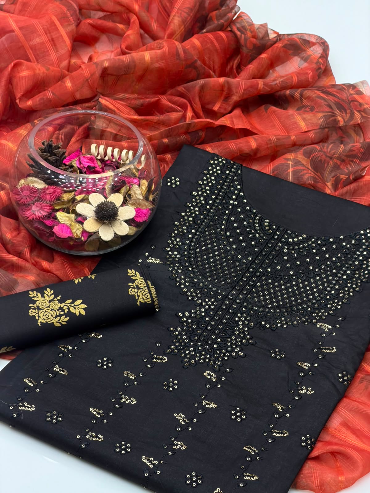 UnStitched Multani Embroidery Dress 3Pc