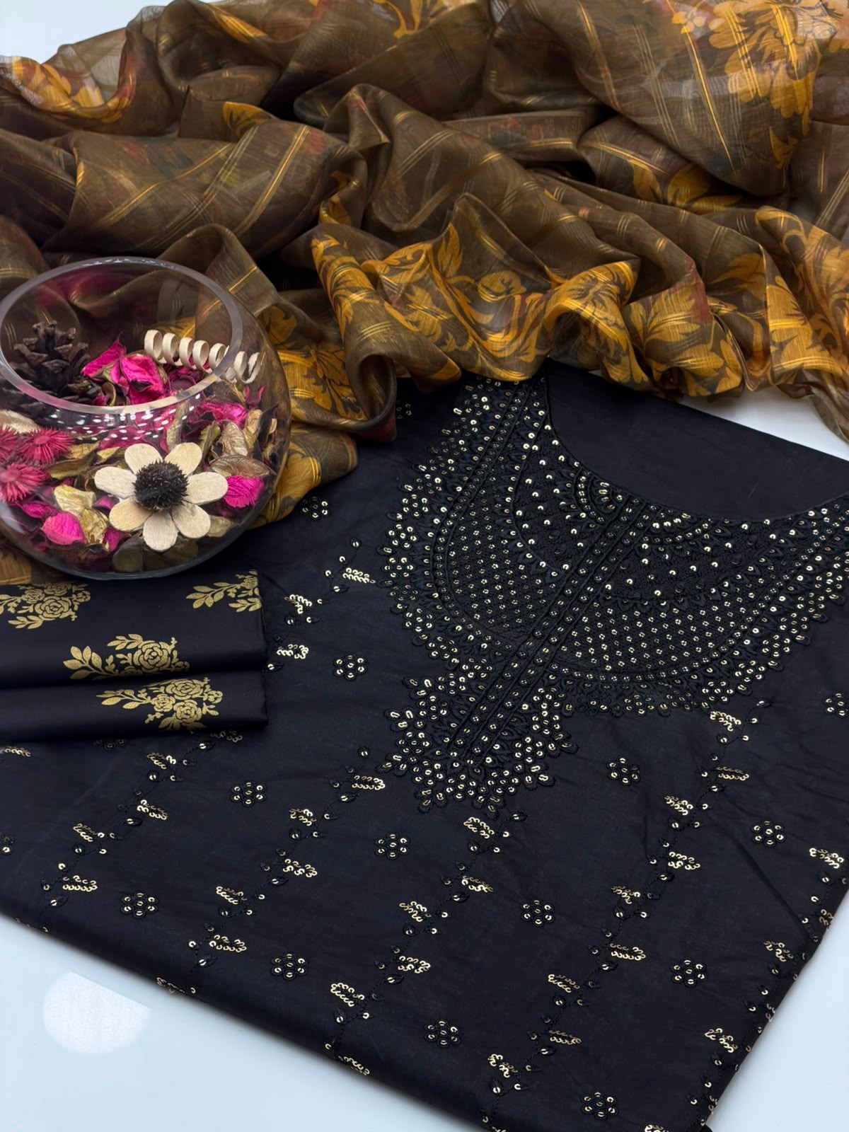 UnStitched Multani Embroidery Dress 3Pc