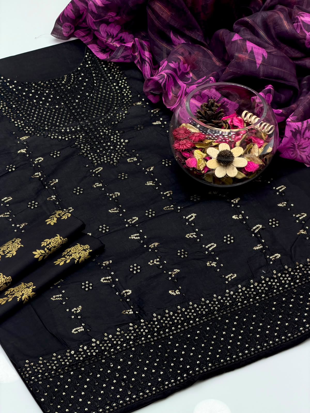 UnStitched Multani Embroidery Dress 3Pc