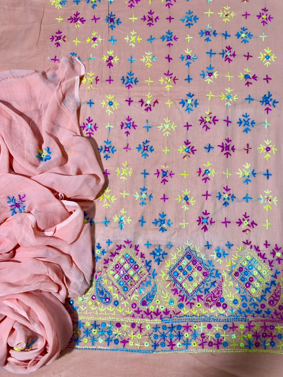 Unstitched Handmade Embroidery Dress